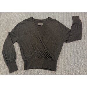 Anthropologie Dark Gray Knit Wrap Sweater Top